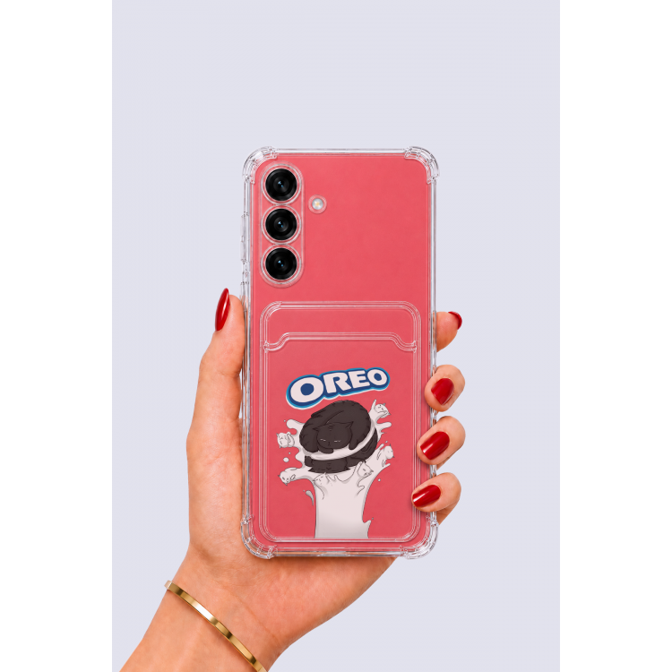 Samsung Galaxy S25 Kartlıklı OREO Desenli Kılıf
