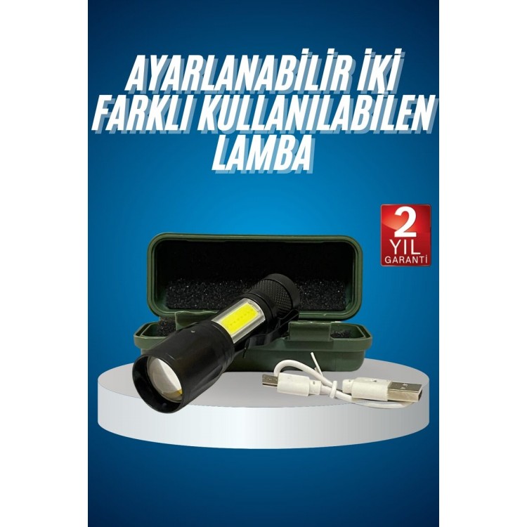 Led Lamba El Feneri Küçük Taşınabilir USB Şarjlı Acil Durum Lambası