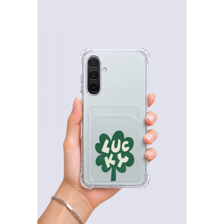 Samsung Galaxy A56 Kartlıklı Lucky Yonca Desenli Kılıf