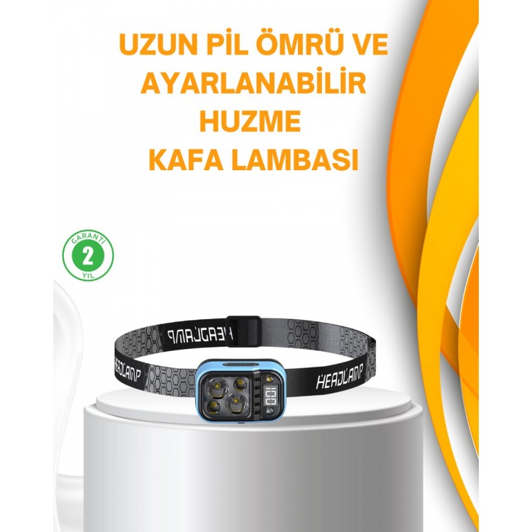Su Geçirmez LED Kafa Lambası 53 Çalışma Modu Güç Ekranlı