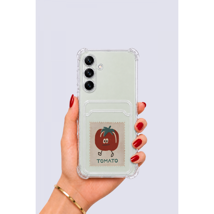 Samsung Galaxy S24 Kartlıklı Tomato Desenli Kılıf
