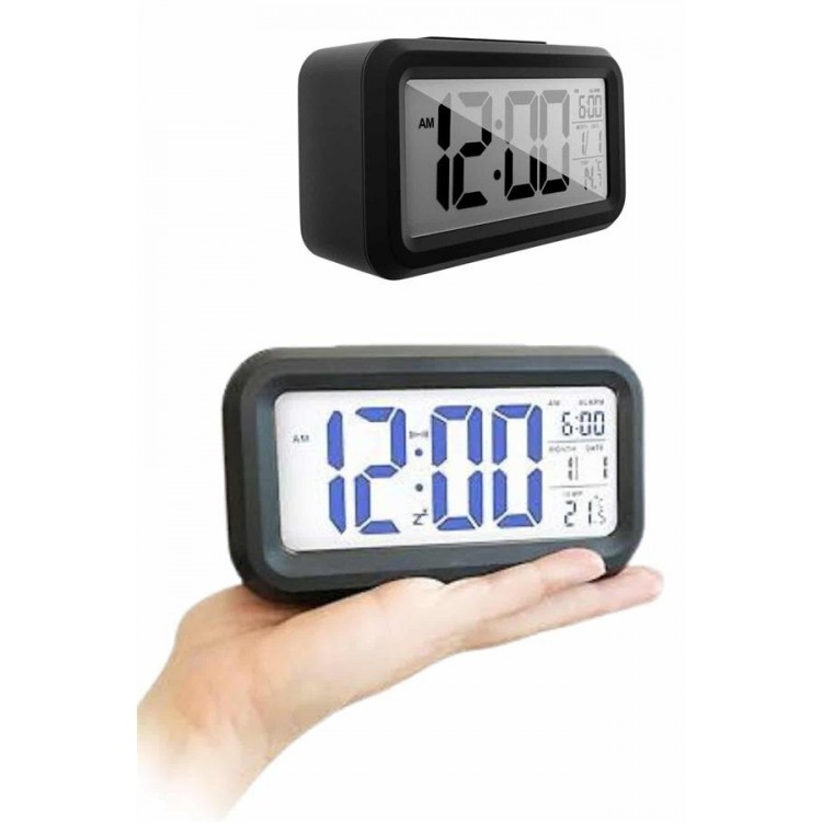 Digital Table Clock Calendar Alarm Clock with Thermometer LEDScreen with Battery