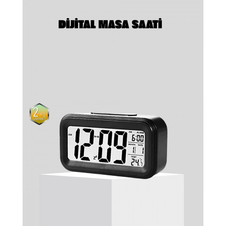 Fotoselli Dijital Masa Saati Aydınlatmalı Alarm ve Tarih Göstergeli