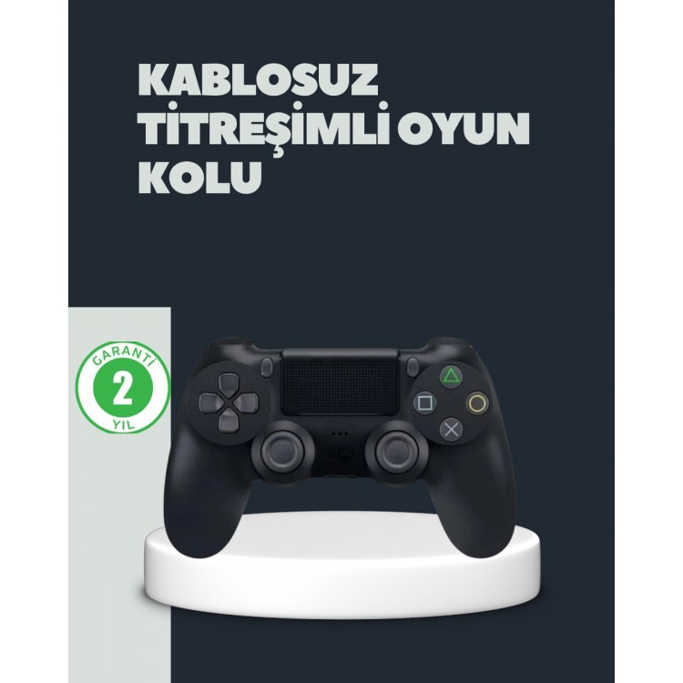 Kablosuz Titreşimli Oyun Kolu – PS4 Uyumlu Ergonomik Tasarım ve Uzun Pil Ömrü
