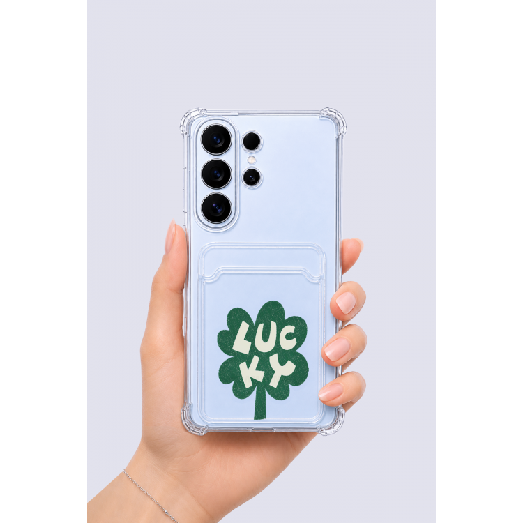 Samsung Galaxy S26 Ultra Kartlıklı Lucky Yonca Desenli Kılıf