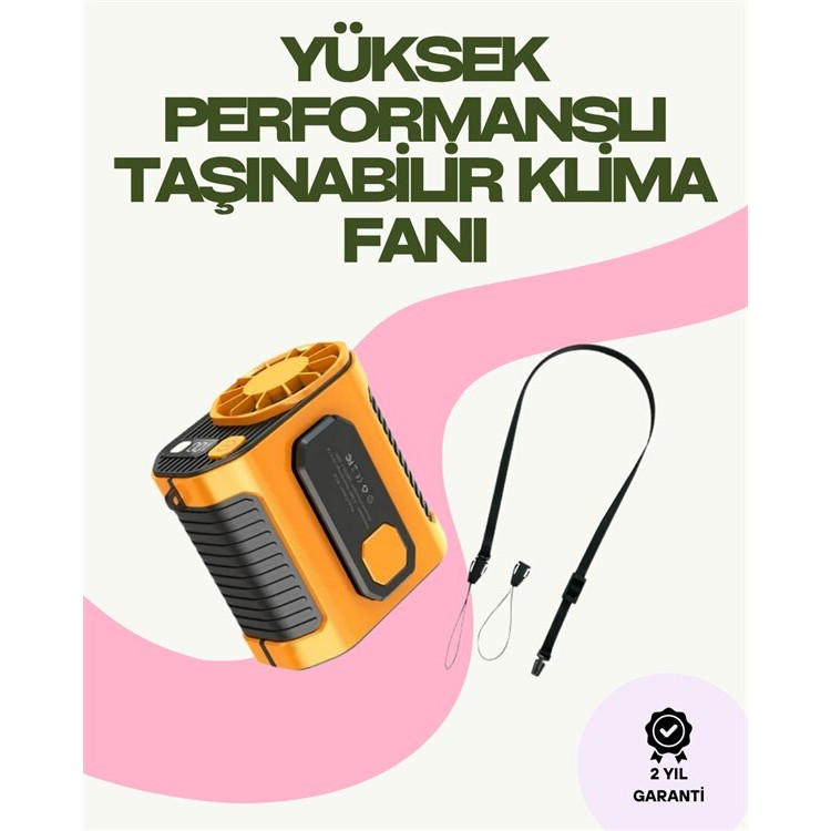 Dijital Göstergeli Turbo Taşınabilir Fan – USB Type-C 3 Serinlik Modu