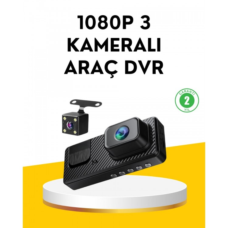 Front In-Car DVR Recorder with 3 CamerasInternal Rear Camera Full HD