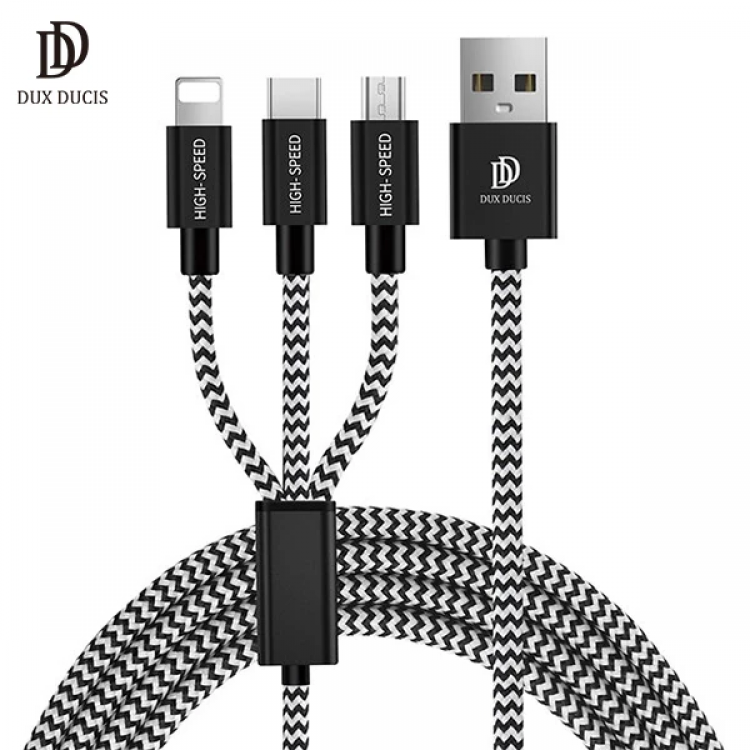 DUX DUCIS 3in1 Usb Type C-iPhone AndMicro Breakproof USB Cable Fast Charging - (5775)