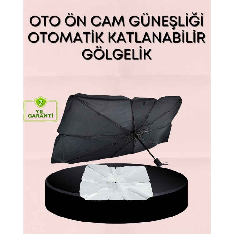 UV Korumalı Şemsiye Tipi Oto Güneşliği - Geniş Araç Uyumu