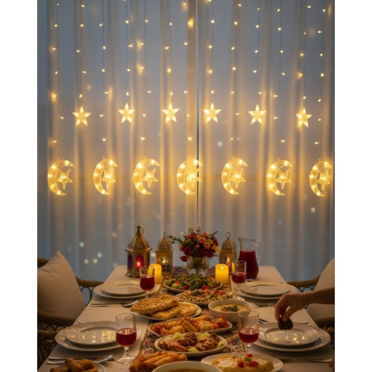 Warm White Moon Star Light Chain Party WeddingRamadan Decor