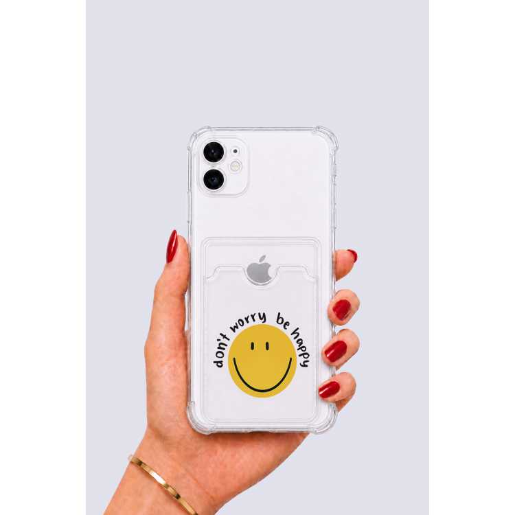 iPhone 11 Kartlıklı Gülücük Desenli Kılıf