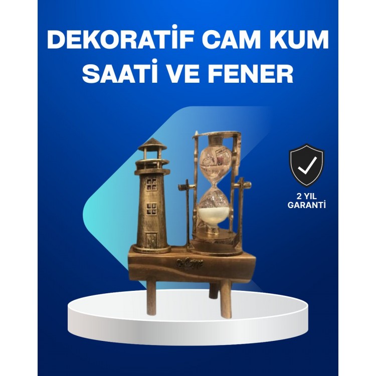 Deniz Feneri Tasarımlı Ahşap Kum Saati – Retro Masa Aksesuarı