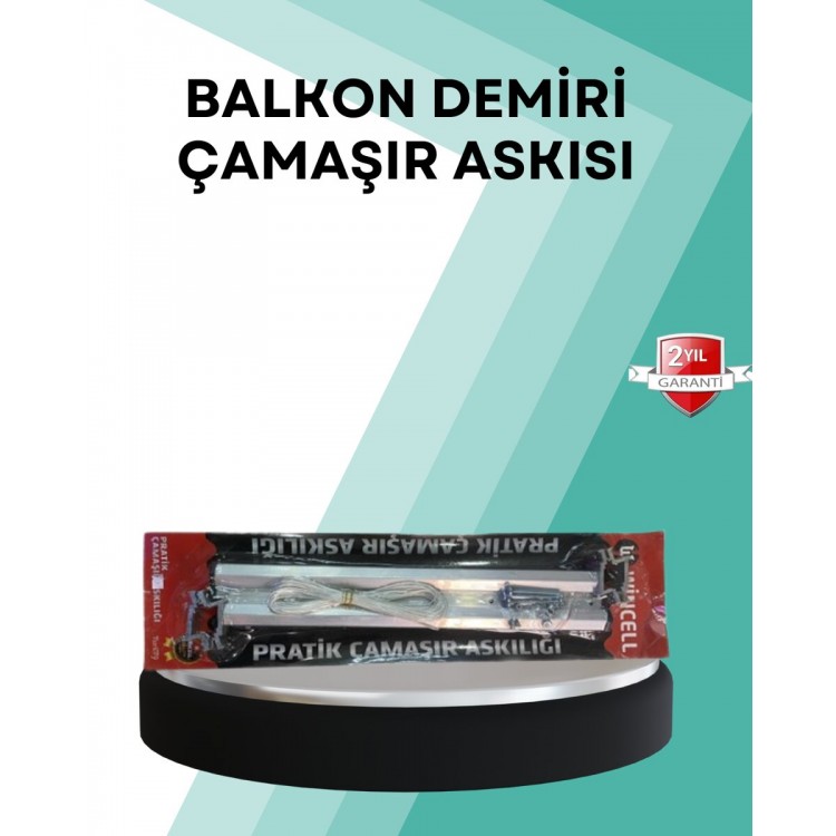 Kare Küpeşte Uyumlu Balkon Çamaşır Askısı 25x60 cm Beyaz Pratik