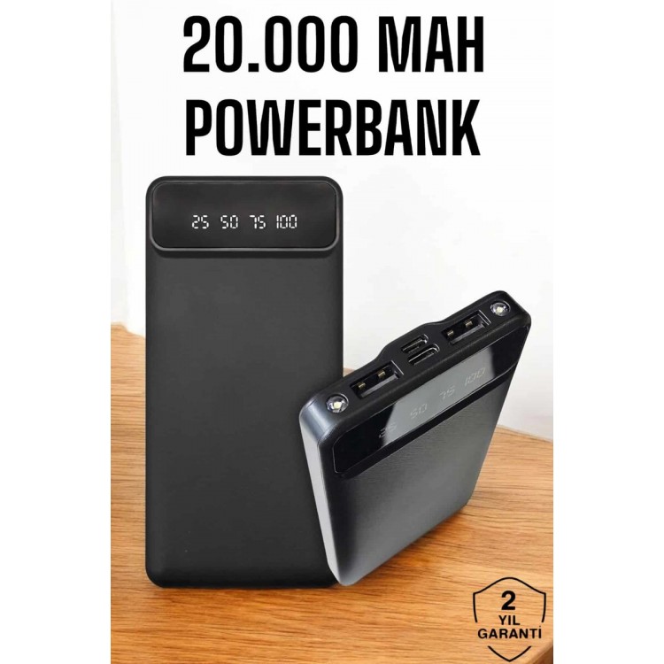 20.000 Mah LED Illuminated LCD Screen USBType-C Lightning Powerbank with input