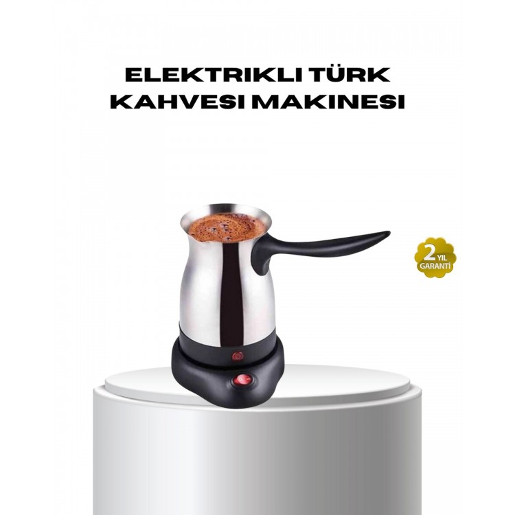 Paslanmaz Çelik Elektrikli Cezve 800W 6 Fincan Kapasiteli