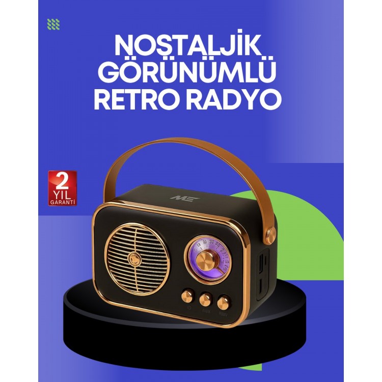 Klasik Retro Radyo – Bluetooth Destekli FM Özellikli Şarjlı Hoparlör
