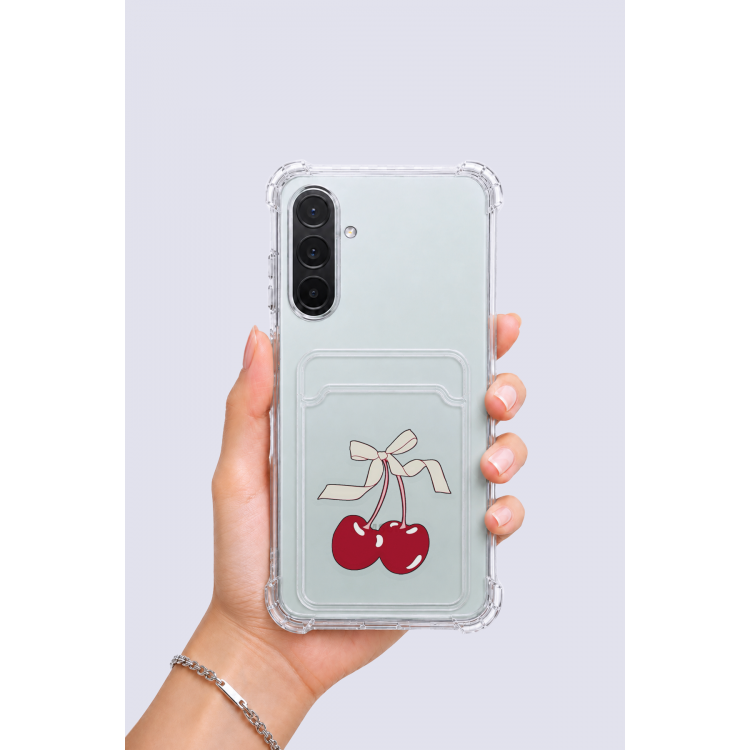 Samsung Galaxy A56 Kartlıklı Kiraz Desenli Kılıf