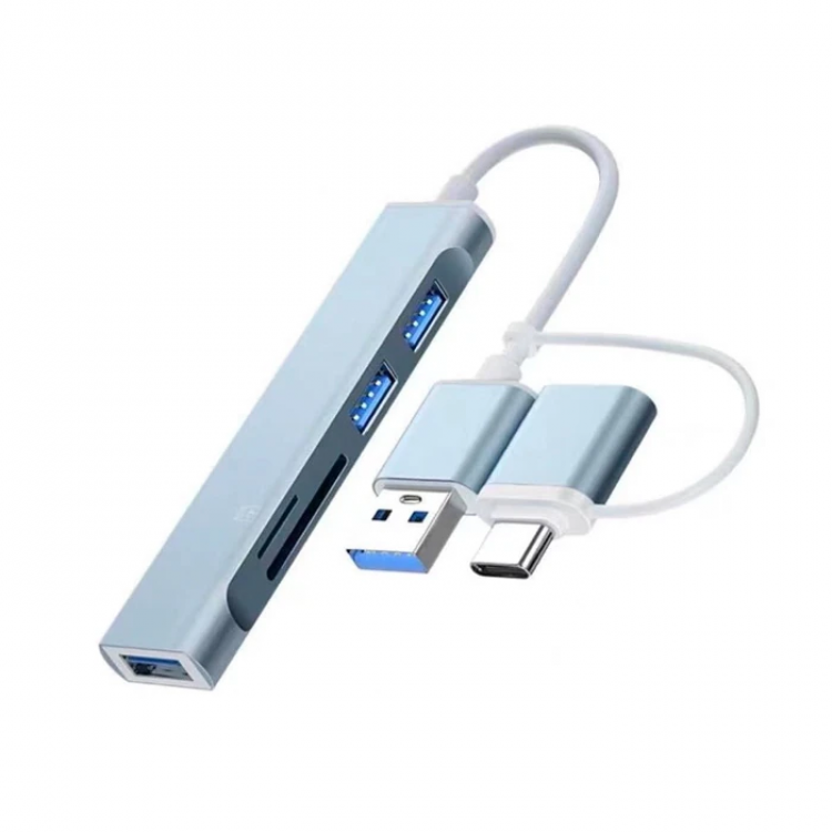 ALLY A-807 5in1 Type-C + USBPorted USB 3.0 Replicator Hub Adapter-(5775)