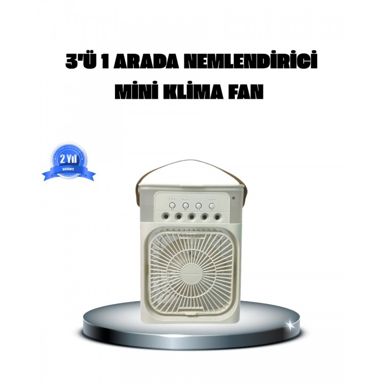 Taşınabilir Mini Klima Fan 3’ü 1 Arada Soğutucu Nemlendirici ve Gece Lambası