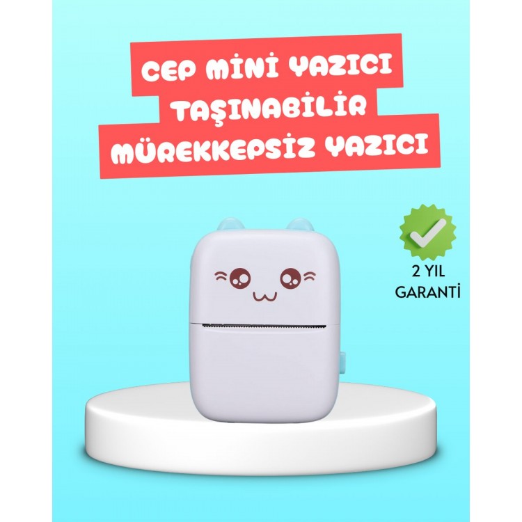 Mini Termal Yazıcı Kablosuz Taşınabilir Bluetooth Bağlantılı 200 DPI