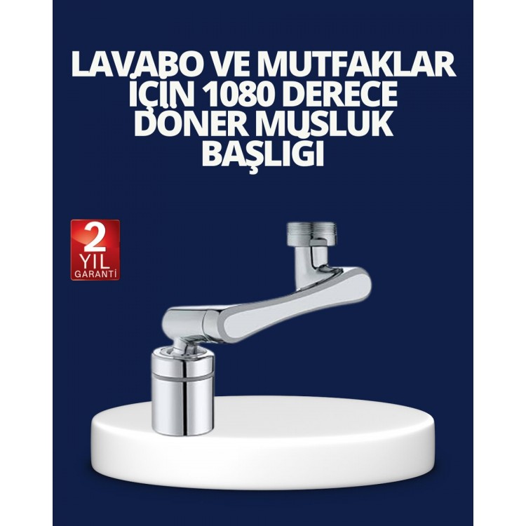 Esnek 1080° Musluk Başlığı 3 Eklemli Hareketli Su Modlu Lavabo Aparatı