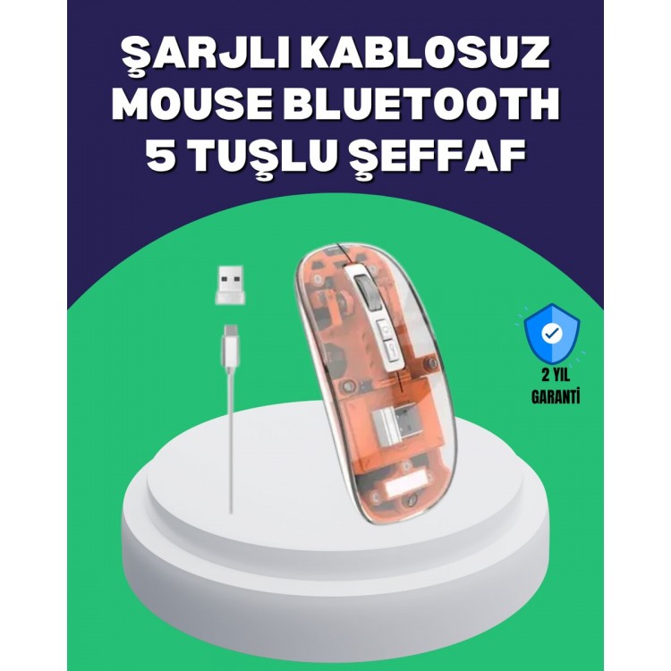 Sessiz ve Ergonomik Kablosuz Fare - 30 Gün Kullanım 2 Modlu Bağlantı