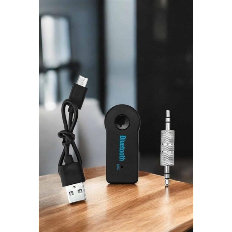 Wireless Bluetooth Aux Car Kit Black with Memory Card