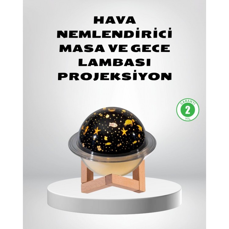 USB Projeksiyon Gece Lambası ve Hava Nemlendirici – Aromaterapi Destekli Taşınabilir Mini