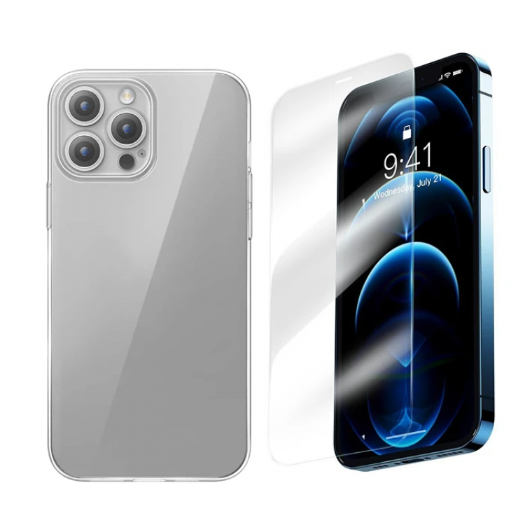 Baseus iPhone 15 Pro Max Corning Series SiliconeCase + Tempered Screen Protector Set-(5775)