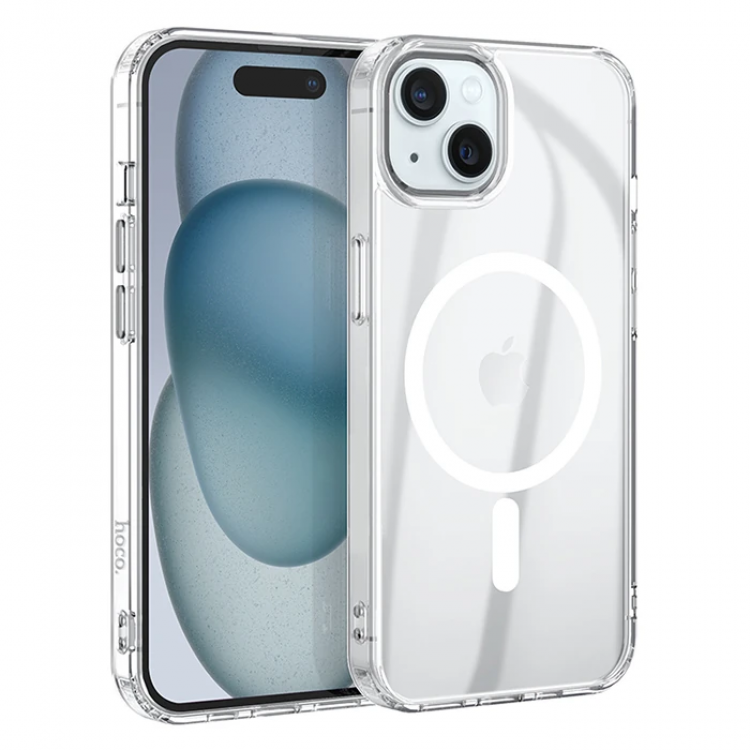 Hoco iPhone 15 Plus Anti-Fall Darbe Önleyici Airbag Manyetik Magsafe Silikon Kılıf-(5775)