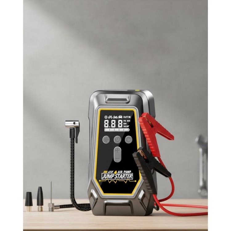 Battery Booster, Tire Inflation and Multi-function with Powerbank FeaturesMultifunctional Device