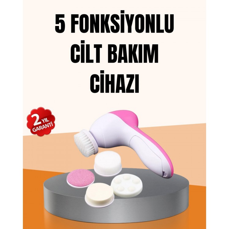 Derin Temizleme ve Masaj İçin 5 Başlıklı Yüz Cilt Bakım Aleti