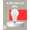 30W Şarjlı LED Ampul E27 Duy %80 Enerji Tasarruflu Soğuk Beyaz
