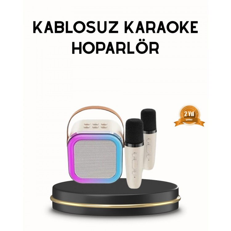 Bluetooth Karaoke Speaker with Colorful LED Lights and Type-C Rechargeable