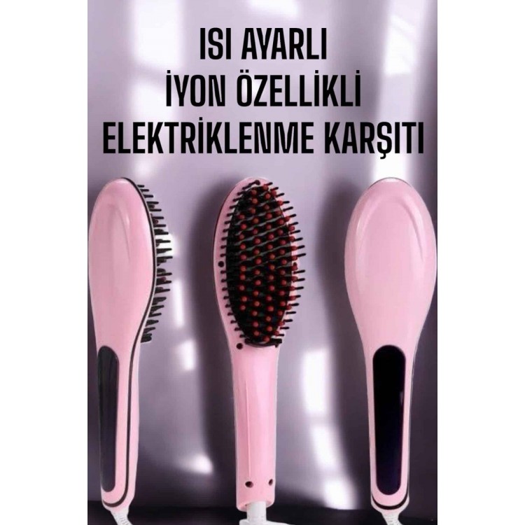 Hair Straightener Comb Heat Adjustable Anti-Damage StraightenerBlow Dry Comb