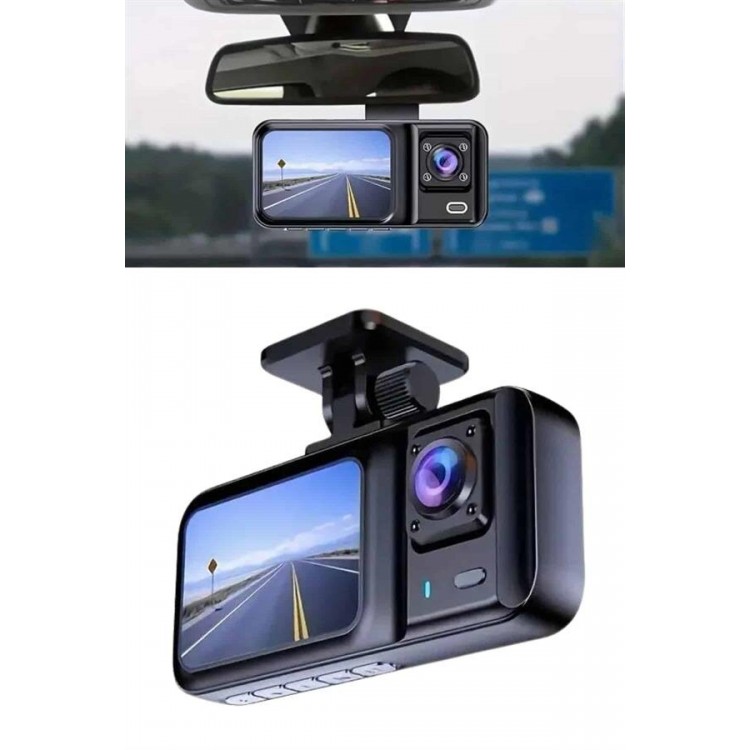 1080p Driving Recorder 2 Inch Vehicle Car FrontInner Rear DVR IPS Screen