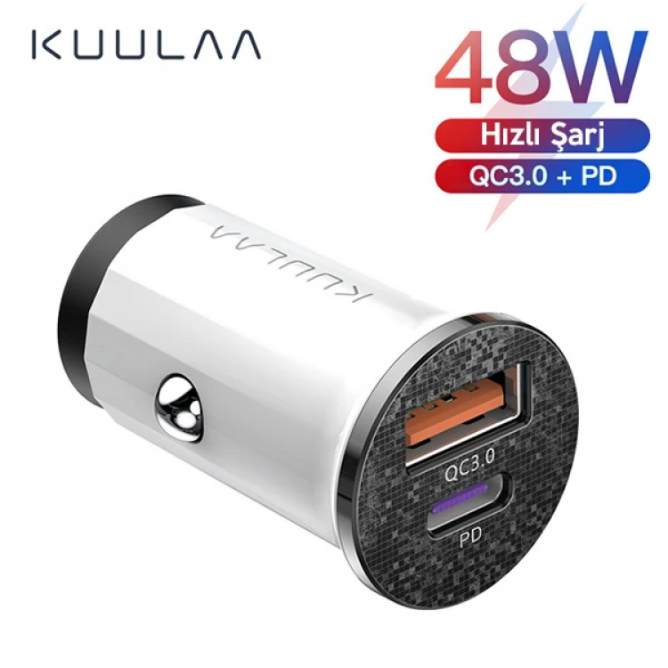 KUULAA 42W USB + Type-C Dual OutputMini Fast Car Charger-(5775)