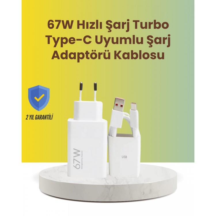 67W Hızlı Şarj Adaptörü ve Veri Aktarım Özellikli Type-C Kablo Seti