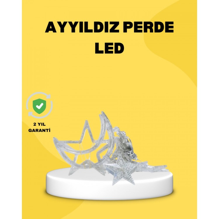 126 LED’li Yıldız Ay Perde Işık Prizden Çalışan Dekoratif Aydınlatma