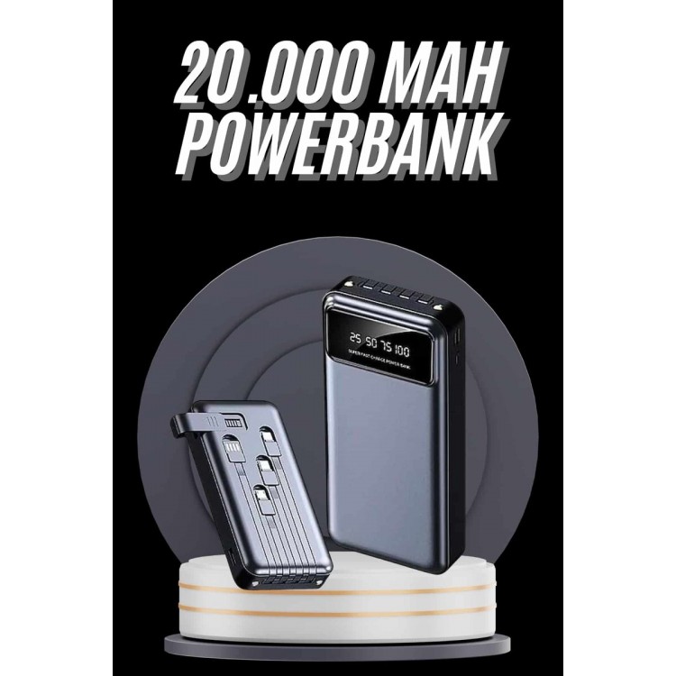 20,000 Mah with Fast Charging Feature and Digital DisplayAndroid and iOS Compatible Powerbank with USB Port
