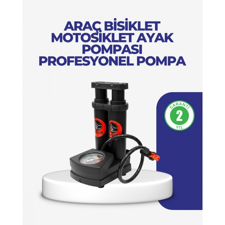 Kaymaz Pedallı Ayaklı Hava Pompası Tüm Supap Uyumlu