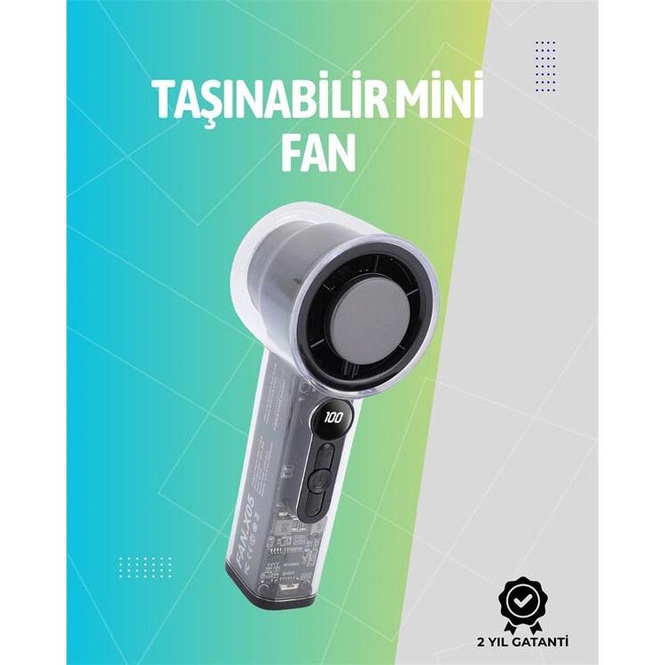 Mini El Fanı | 3000mAh Pil | Type-C Şarj Girişi | Kompakt ve Hafif Tasarım