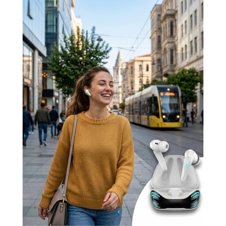 Bluetooth Oyuncu Kulaklığı Kablosuz Kulaklık iPhone 11 iPhone 13 Samsung S23 Xiaomi Redmi Note 12 Uyumlu