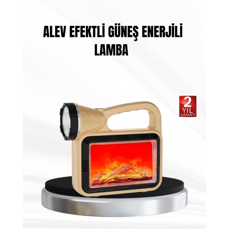 Solar Alev Işığı COB Teknolojili Taşınabilir El Feneri ve Kamp Lambası