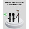 Bu set, profesyonel ses ve stabil görüntü arayan içerik üreticileri için özel olarak bir araya getirilmiştir. Çift mikrofonlu kablosuz yaka mikrofonu sistemi, iki konuşmacının bulunduğu çekimlerde dahi net ve dengeli ses kaydı alınmasını sağlar. iPhone ci