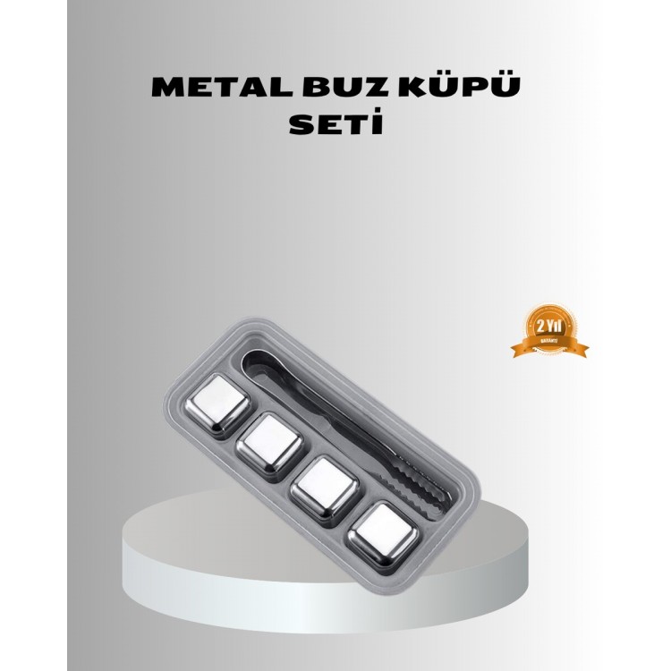 Stainless Metal Ice Cubes Set Cooling Without Dilution With Clipfeatured