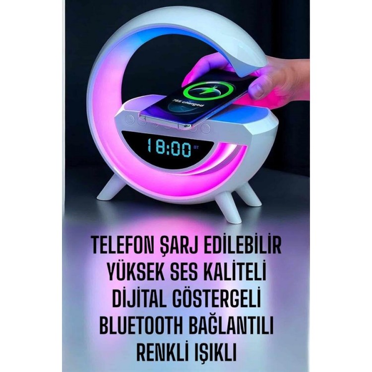 Bluetooth Speaker with Digital Display Wireless Charging RGB Light