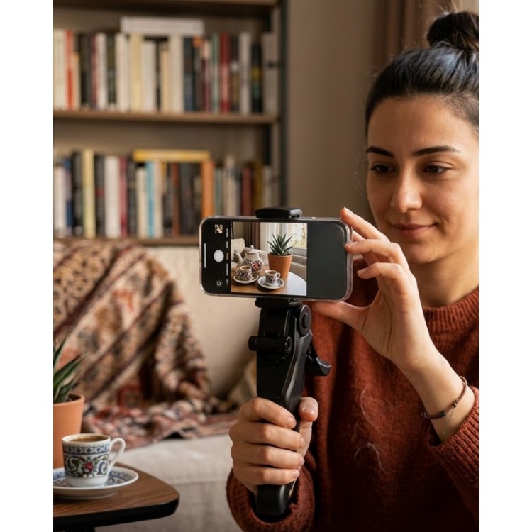Masaüstü Telefon Tripodu Katlanabilir Telefon Tutucu Video Çekim Standı