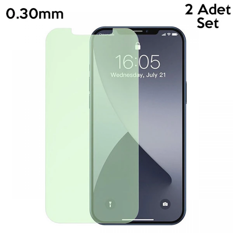BASEUS iPhone 12 Mini 0.30mm Full TemperedGlass Screen Protector 2Set Anti-Bluelight-(5775)