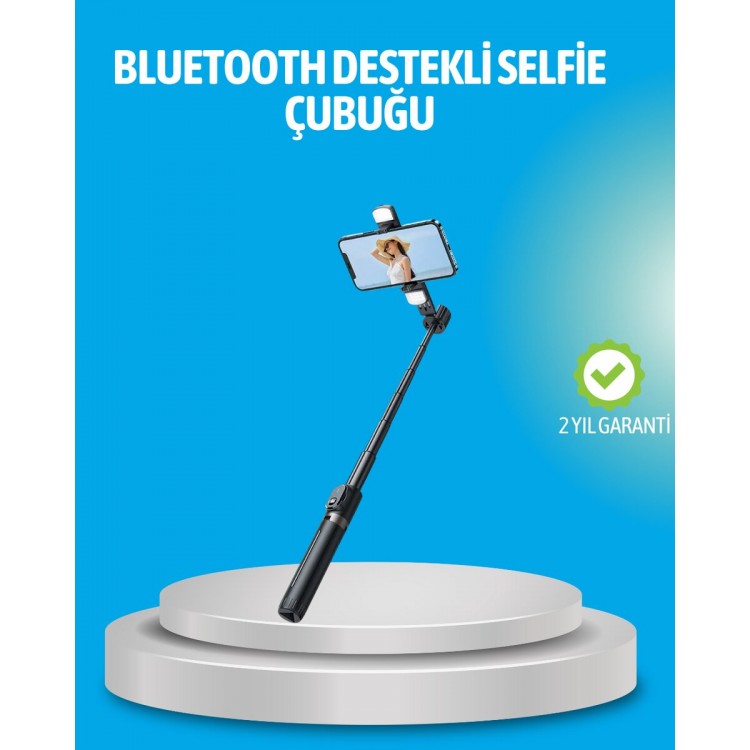 Bluetooth Illuminated Remote Control Selfie Stick – 130cm Height